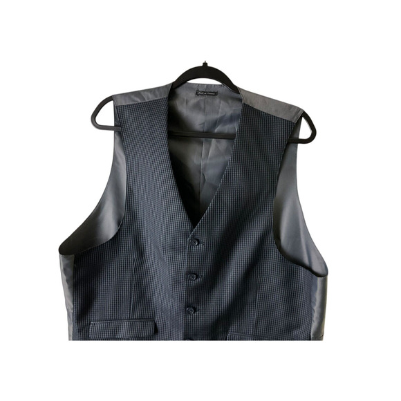 Steve Harvey Celebrity Edition Men Large Black Gray Houndstooth Vest Formal Wear - Picture 9 of 10